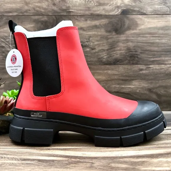 NIB Blondo Helga Waterproof Winter Chelsea Boots Red 8.5M