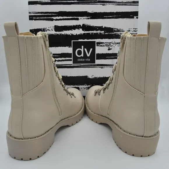 NIB DV Dolce Vita Oderra Women's Ankle Combat Boots, Off White, 9.5