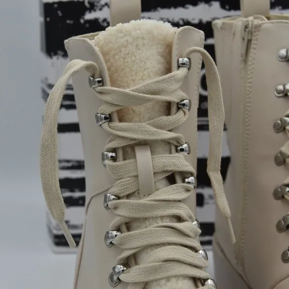 NIB DV Dolce Vita Oderra Women's Ankle Combat Boots, Off White, 9.5