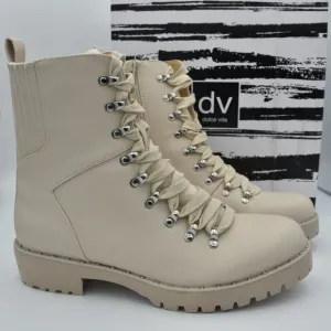 NIB DV Dolce Vita Oderra Women's Ankle Combat Boots, Off White, 9.5