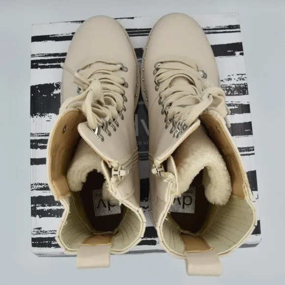 NIB DV Dolce Vita Oderra Women's Ankle Combat Boots, Off White, 9.5