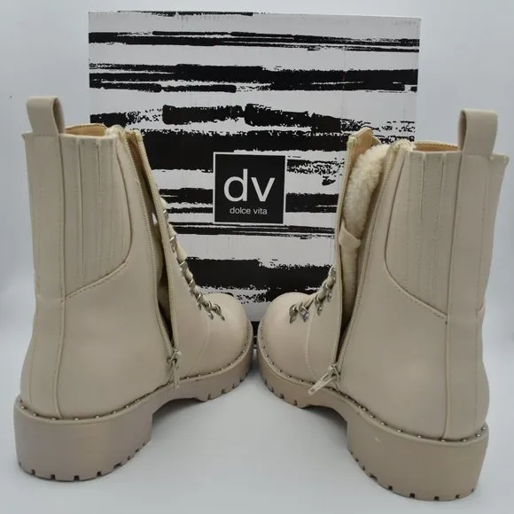 NIB DV Dolce Vita Oderra Women's Ankle Combat Boots, Off White, 9.5