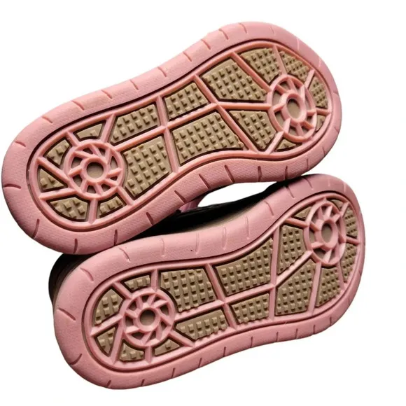 NIB M&amp;F Western Twister Lauren Light-Up Tie Boots, Girl's Size 8, Pink &amp; Brown