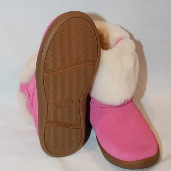 NIB UGG GIRLS TODDLER PINK SHEARLING CUFF‎ ANKLE WINTER BOOTS PINK