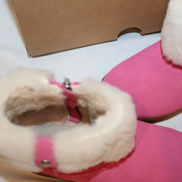 NIB UGG GIRLS TODDLER PINK SHEARLING CUFF‎ ANKLE WINTER BOOTS PINK