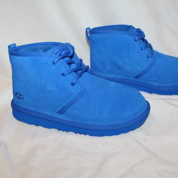NIB UGG GIRL'S YOUTH NEUMEL ANKLE SUEDE SHEARLING LINED LACE UP‎ WINTER BOOTS
