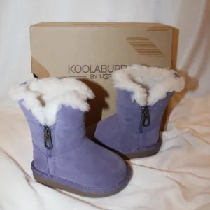NIB UGG KOOLABURRA TODDLER GIRL'S SUEDE FUR‎ WINTER BOOTS PURPLE