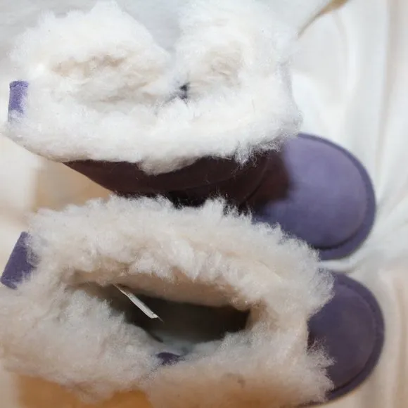 NIB UGG KOOLABURRA TODDLER GIRL'S SUEDE FUR‎ WINTER BOOTS PURPLE