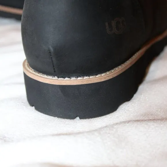 NIB UGG MEN'S RITTER LEATHER LOGO WORK‎ WINTER BOOTS BLACK 10