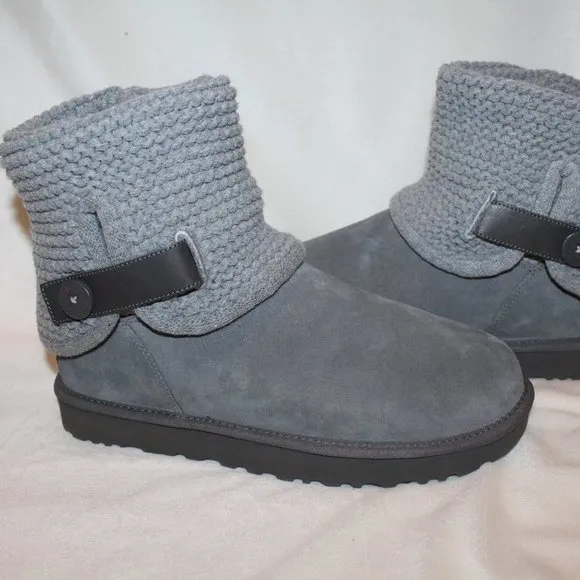 NIB UGG SHAINA WOMEN'S SWEATER SUEDE WINTER PULL ON BOOTS‎ GRAY