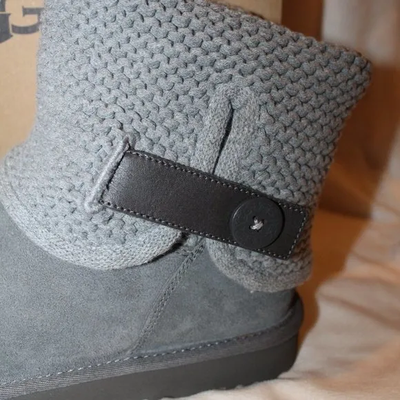 NIB UGG SHAINA WOMEN'S SWEATER SUEDE WINTER PULL ON BOOTS‎ GRAY