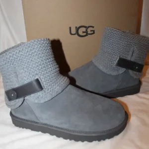 NIB UGG SHAINA WOMEN'S SWEATER SUEDE WINTER PULL ON BOOTS‎ GRAY