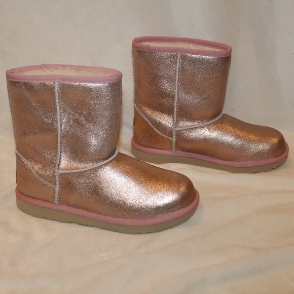 NIB YOUTH 5 WOMEN'S 7 CLASSIC SHORT‎ ROSE GOLD METALLIC WINTER BOOTS