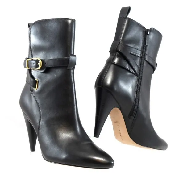 NIB$550 VERONICA BEARD Sohelia Buckled Strap Leather High-heel Ankle Boots 7.5