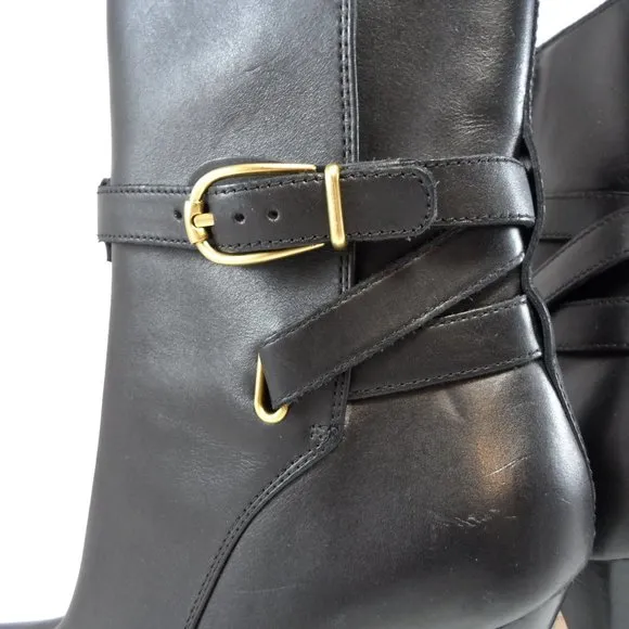 NIB$550 VERONICA BEARD Sohelia Buckled Strap Leather High-heel Ankle Boots 7.5