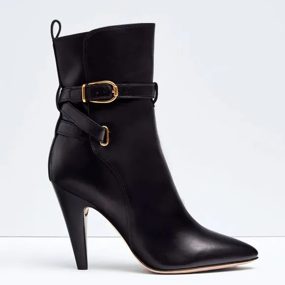 NIB$550 VERONICA BEARD Sohelia Buckled Strap Leather High-heel Ankle Boots 7.5