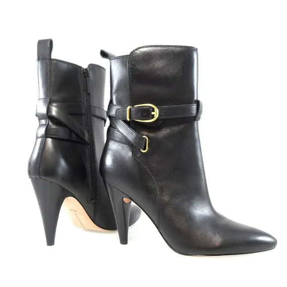 NIB$550 VERONICA BEARD Sohelia Buckled Strap Leather High-heel Ankle Boots 7.5