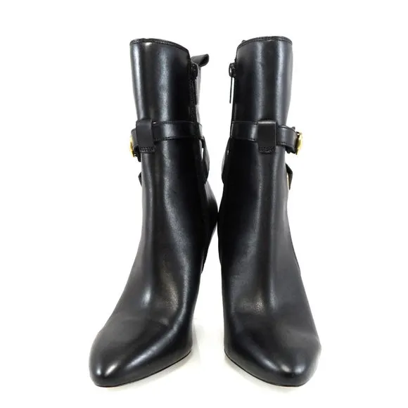 NIB$550 VERONICA BEARD Sohelia Buckled Strap Leather High-heel Ankle Boots 7.5