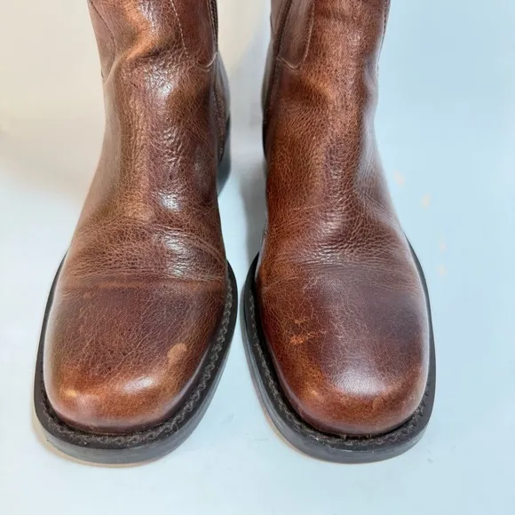 Nicole Brown Distressed Leather Riding Boots with Box 7.5M