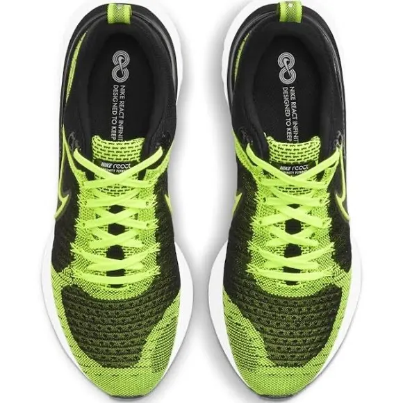 Nike React Infinity Run Flyknit 2 'Volt/Black'Men's Trainers Size 12 NWOT