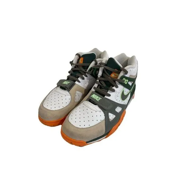 NIKE TRAINER 3 BG BASKETBALL SHOES SIZE 7Y #FZ3555 323 Green Orange Mid High Top