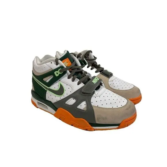 NIKE TRAINER 3 BG BASKETBALL SHOES SIZE 7Y #FZ3555 323 Green Orange Mid High Top