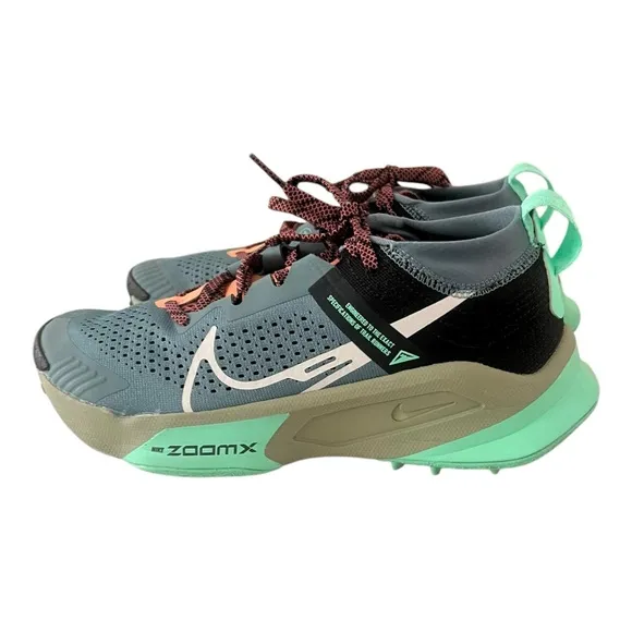 Nike ZoomX Zegama Trail Running Shoes Womens Size 8 Mineral Slate Hiking Outdoor