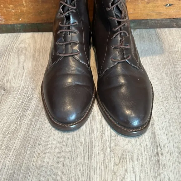 Nine West Brown Genuine Leather Laceup Riding Boots Size 8.5