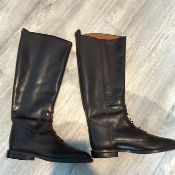 Nine West Brown Genuine Leather Laceup Riding Boots Size 8.5
