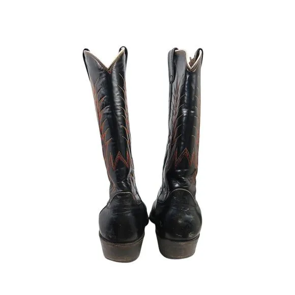 Nocona Boots Black Leather Embroidered Western Cowboy Boots Mens 8.5