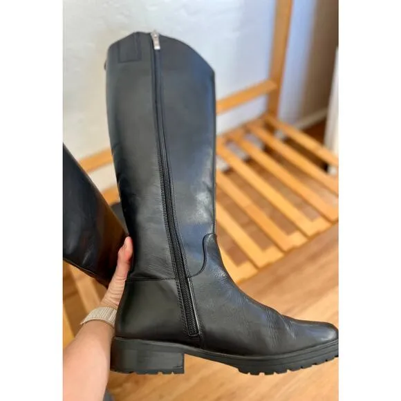 Nordstrom Riding Boot Oliver Leather Knee High Zip Classic Black 6.5