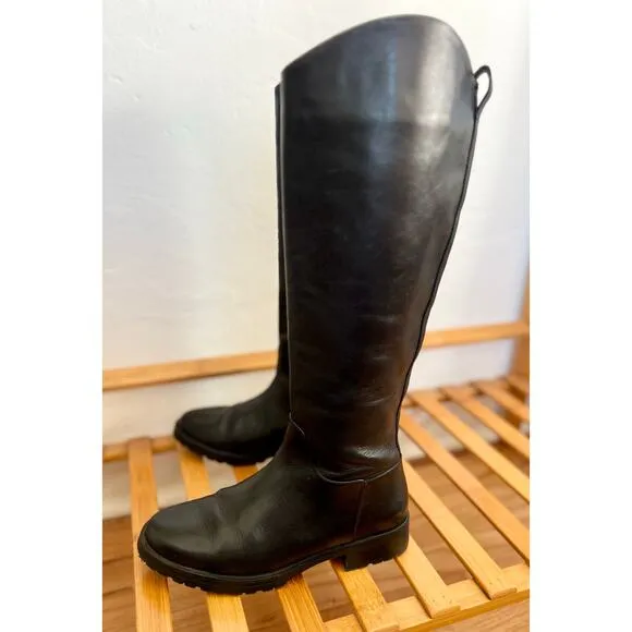 Nordstrom Riding Boot Oliver Leather Knee High Zip Classic Black 6.5