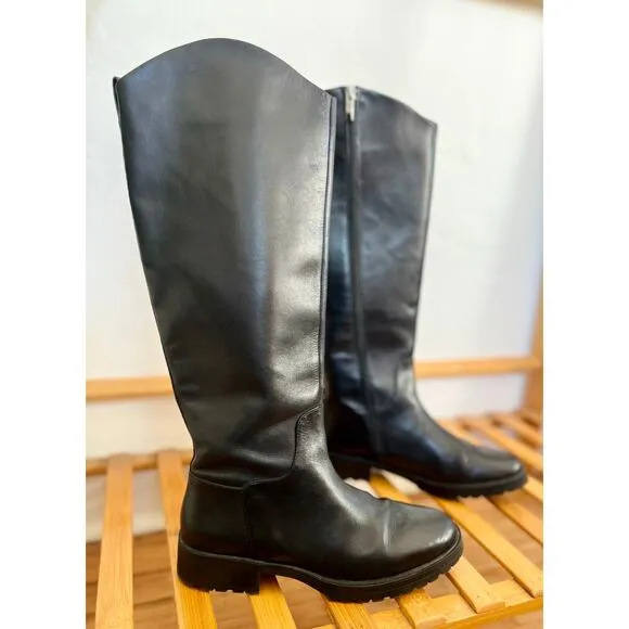 Nordstrom Riding Boot Oliver Leather Knee High Zip Classic Black 6.5