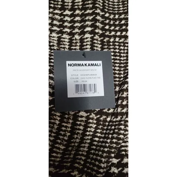 Norma Kamali XS Choc Glenn Plaid Matching Set NWT | Top &amp; Pleated Micro Skirt