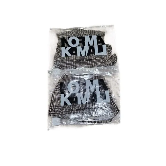Norma Kamali XS Choc Glenn Plaid Matching Set NWT | Top &amp; Pleated Micro Skirt