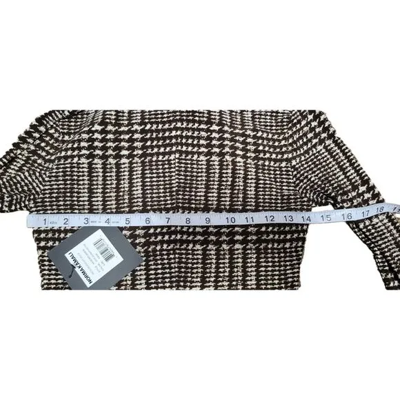 Norma Kamali XS Choc Glenn Plaid Matching Set NWT | Top &amp; Pleated Micro Skirt