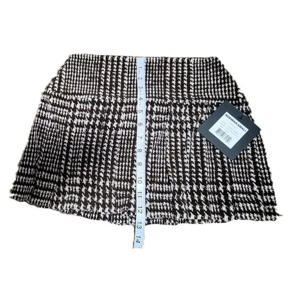 Norma Kamali XS Choc Glenn Plaid Matching Set NWT | Top &amp; Pleated Micro Skirt