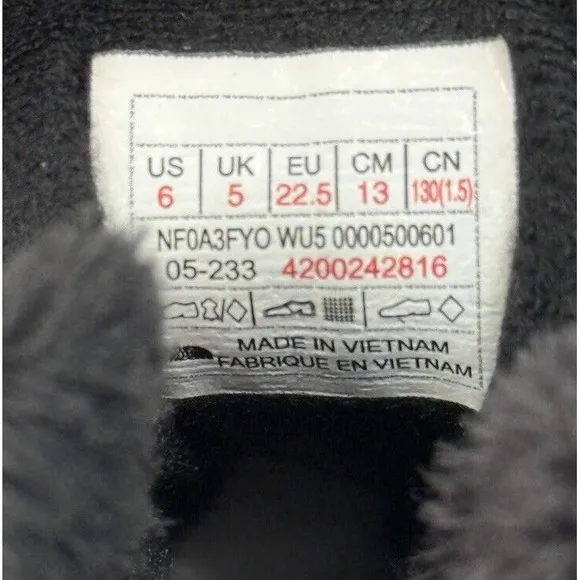 North Face Size 6 Toddler Boots Kids Red Alpenglow II Children Waterproof Snow
