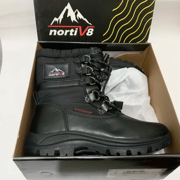 NORTIV 8 Mid Calf Waterproof Insulated Winter Warm Snow Boots CANUCK BLACK 6.5