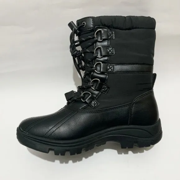 NORTIV 8 Mid Calf Waterproof Insulated Winter Warm Snow Boots CANUCK BLACK 6.5