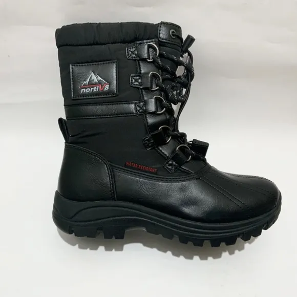NORTIV 8 Mid Calf Waterproof Insulated Winter Warm Snow Boots CANUCK BLACK 6.5