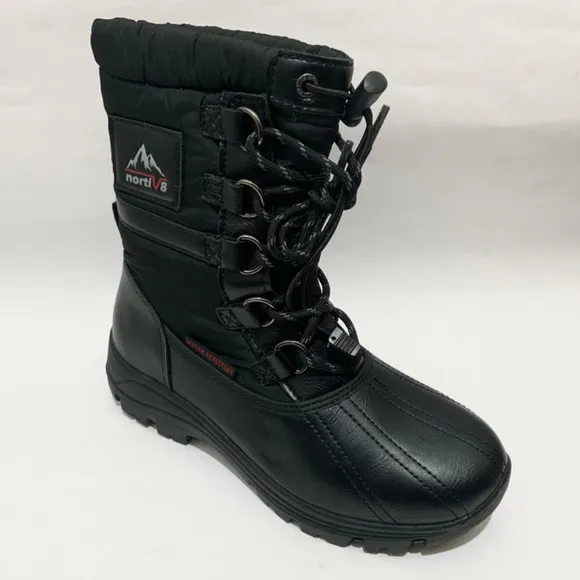 NORTIV 8 Mid Calf Waterproof Insulated Winter Warm Snow Boots CANUCK BLACK 6.5