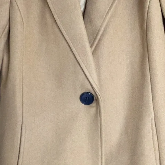 Notched Lapel Single Breasted Camel Color Outwear Winter Long Coat in Size S