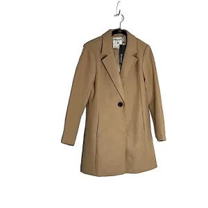Notched Lapel Single Breasted Camel Color Outwear Winter Long Coat in Size S