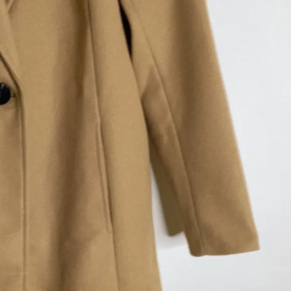 Notched Lapel Single Breasted Camel Color Outwear Winter Long Coat in Size S
