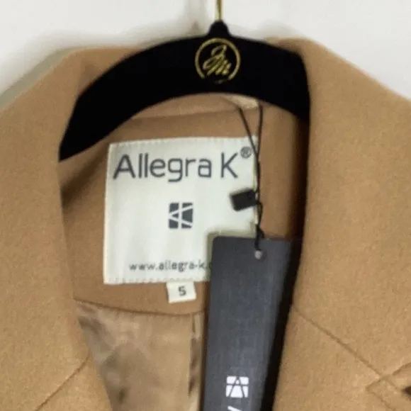Notched Lapel Single Breasted Camel Color Outwear Winter Long Coat in Size S