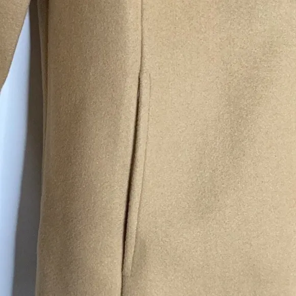 Notched Lapel Single Breasted Camel Color Outwear Winter Long Coat in Size S