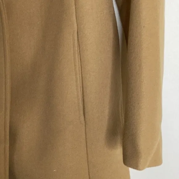 Notched Lapel Single Breasted Camel Color Outwear Winter Long Coat in Size S