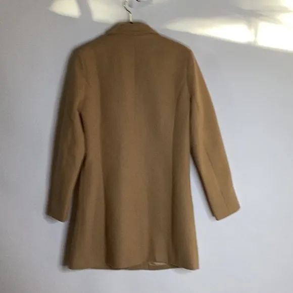 Notched Lapel Single Breasted Camel Color Outwear Winter Long Coat in Size S