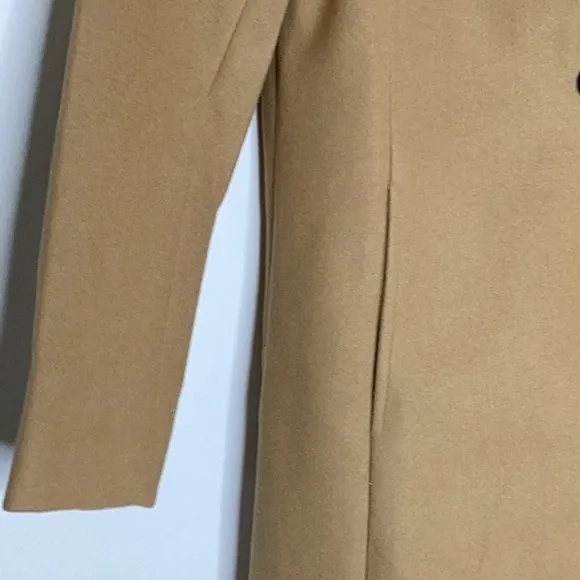 Notched Lapel Single Breasted Camel Color Outwear Winter Long Coat in Size S